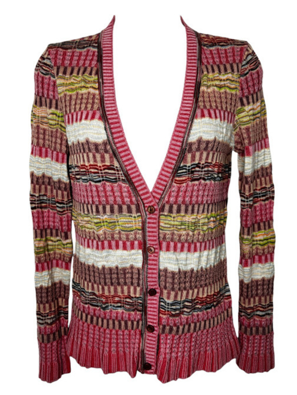 Missoni Pink Multicolor Wool Cardigan
